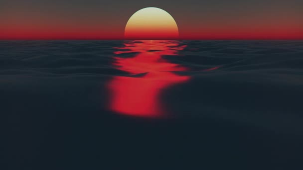 Animación Generada Por Ordenador Puesta Sol Costa Del Mar Estilo — Vídeos de Stock