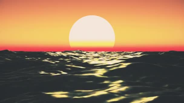 以复古风格 无缝背景制作的海上日落动画 — 图库视频影像