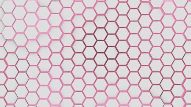 pattern wallpaper turbulent displaced hexagons tiles on light pink background 3D wallpaper illustration