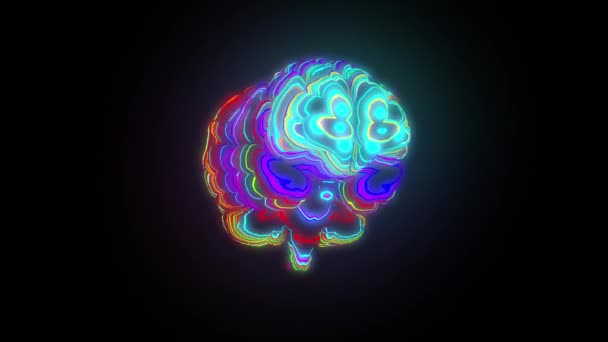 Meta Brain Renderowanie Ludzkiego Mózgu Dynamicznym Blaskiem Barwnej Powierzchni Holograficznych — Wideo stockowe