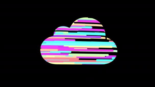 クラウドシステム グローバルテクノロジーとクラウドサービスの象徴 ホログラフィックカラーでアニメーション化された表面を持つ3Dクラウドオブジェクト — ストック動画