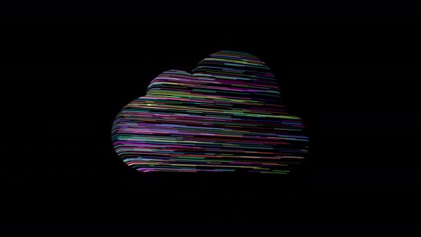 クラウドシステム グローバルテクノロジーとクラウドサービスの象徴 ホログラフィックカラーでアニメーション化された表面を持つ3Dクラウドオブジェクト — ストック動画
