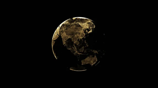 Ilustração Globo Dourado Planeta Terra Partir Detalhes Sobre Fundo Escuro — Fotografia de Stock