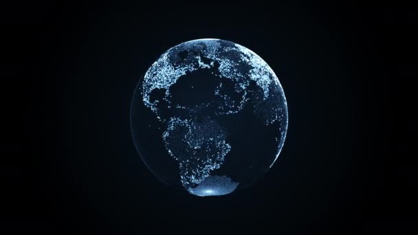 Animation Spinning Globe Earth Planet Blue Details Dark Background Zökkenőmentes — Stock videók