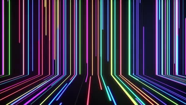 Абстрактный Красочный Фон Светящимися Неоновыми Линиями Анимированные Живые Обои — стоковое видео