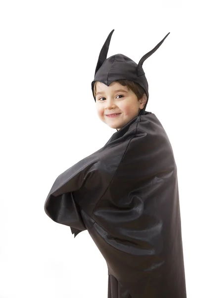 Chlapec s karnevalový kostým. malý batman. — Stock fotografie