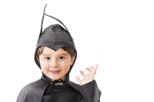 Niño con disfraz de carnaval. Pequeño Batman . — Foto de Stock