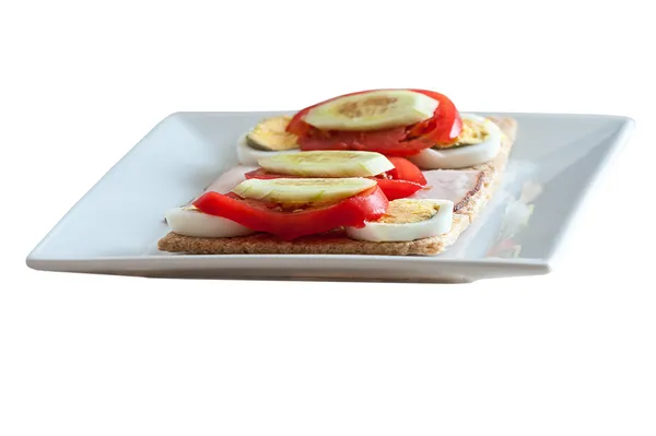 Healthy food - sandwiches on crispy bread — Stock Photo, Image