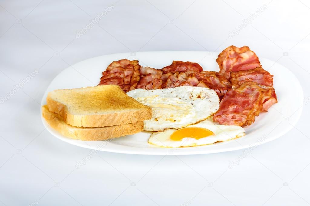 bacon, eggs, bread