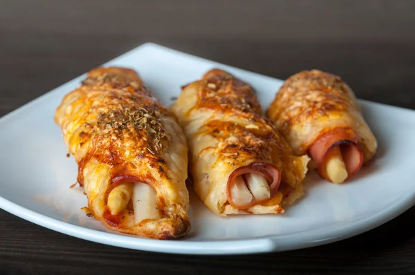 Spargel mit Schinken — Stockfoto