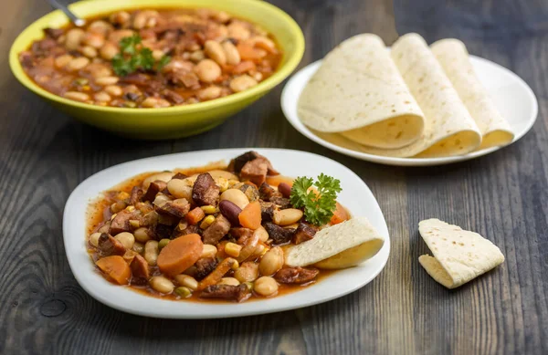 Mexikanska Bönor Träbord — Stockfoto