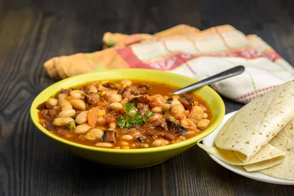 Mexikanska Bönor Träbord — Stockfoto