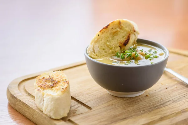 Onion Soup French Baguette Croutons — Φωτογραφία Αρχείου