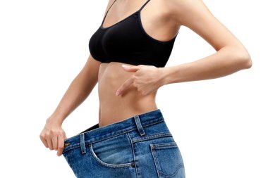 büyük kot giyen bir ince kız Body
