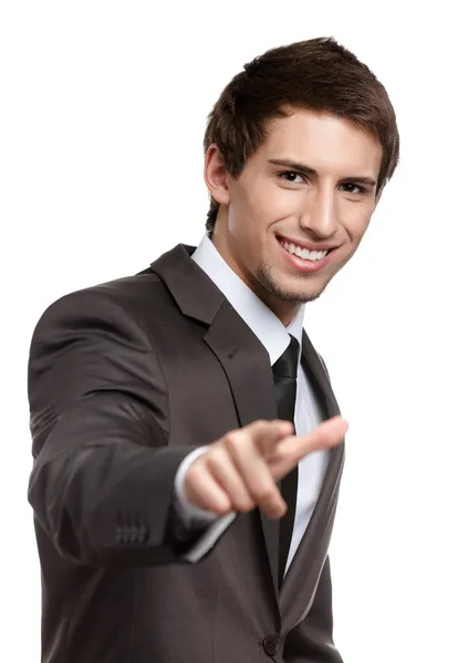 Retrato de homem sorridente apontando para você — Fotografia de Stock