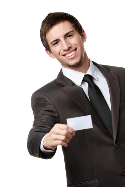 Businessman showing empty business card — Stock Photo, Image