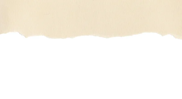 Papel bege com borda rasgada sobre branco — Fotografia de Stock