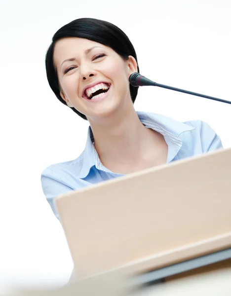 Woman lecturer at the board — Stock Photo, Image