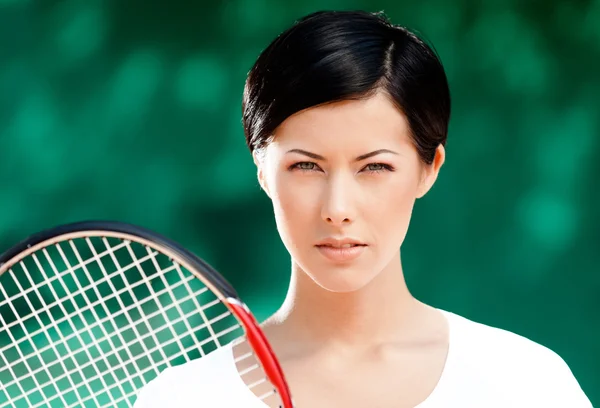 Porträtt av framgångsrika kvinnliga tennisspelare. — Stockfoto