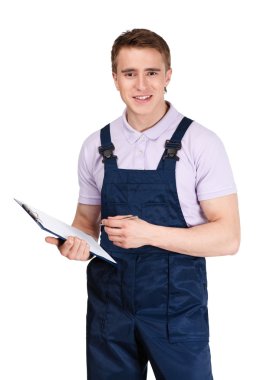 işçi bir tablete yazma