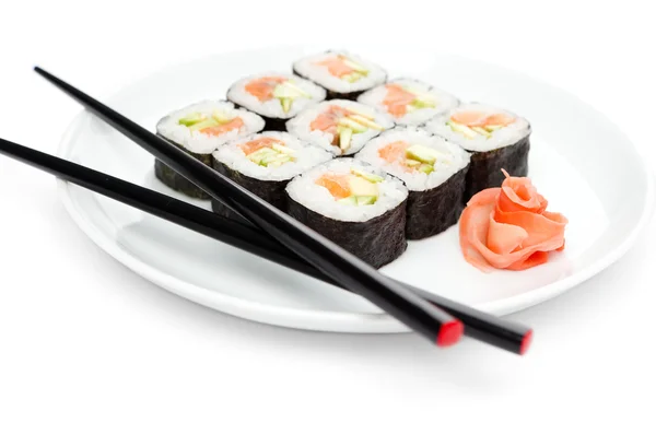 Fresh maki rolls on the plate — Stock Photo, Image
