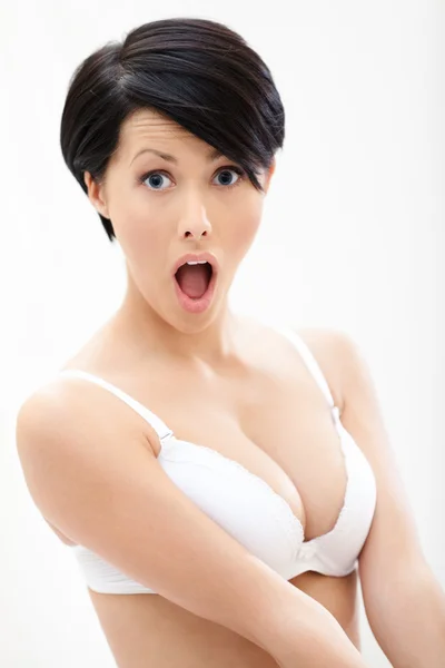 Portrait of woman in white bra — Stock Photo, Image