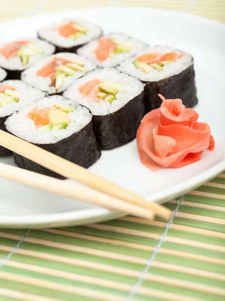 Sushi on the white plate — Stock Photo, Image