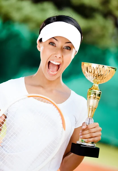 Tennis player won the competition — Stock Photo, Image