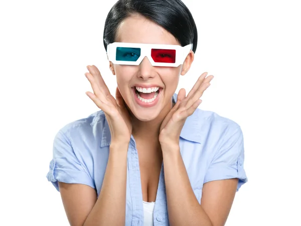 Nahaufnahme von Mädchen in 3D-Brille — Stockfoto