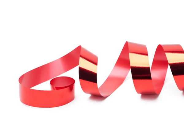 Lesklou červenou stužku pro balení dárků — Stock fotografie