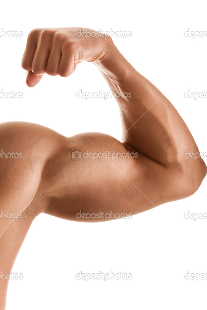 Close up of man's hand with bicep
