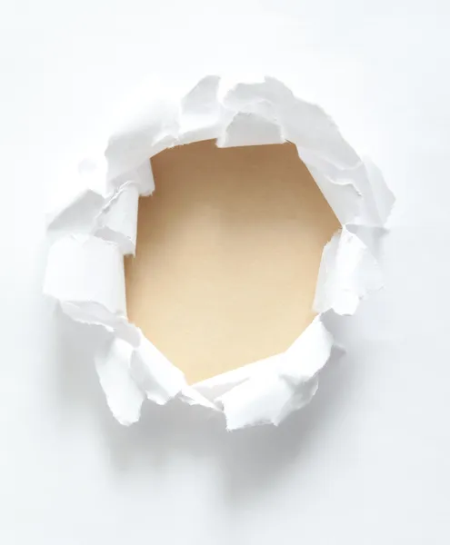 Circle ripped in white paper — Stock Photo, Image