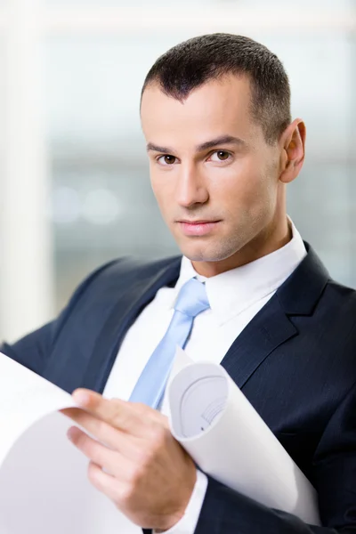 Close up of manager with draft — Stock Photo, Image