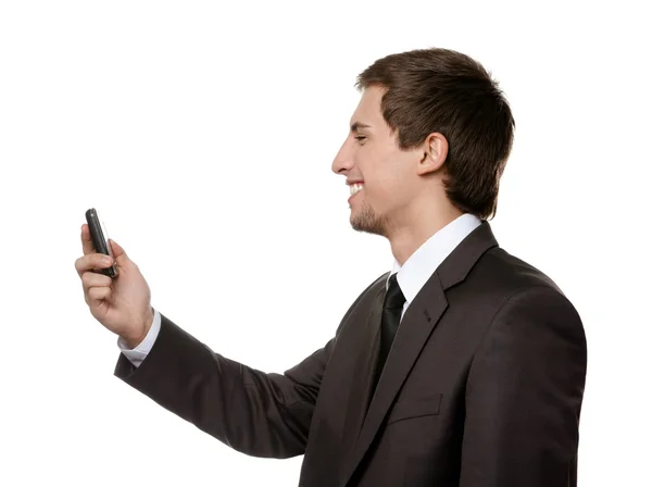 Looking at the phone man — Stock Photo, Image