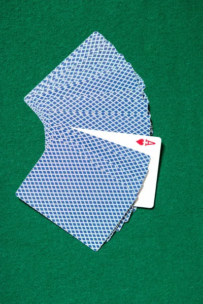 Back of the cards and ace of hearts — Stock Photo, Image