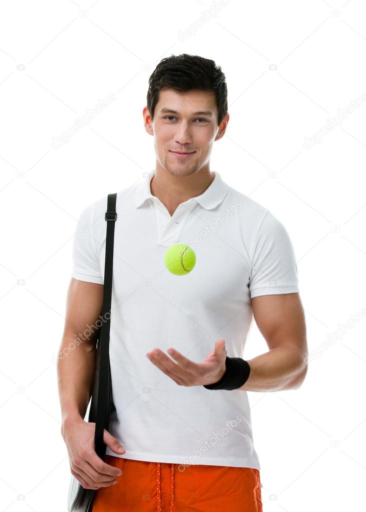Exercising tennis player