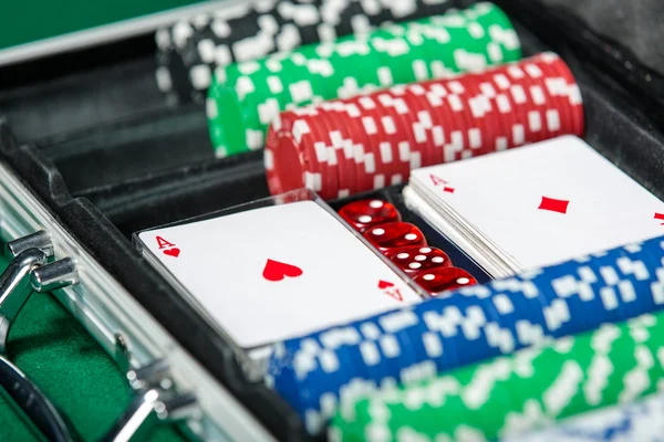 Set da poker in valigia metallica — Foto Stock
