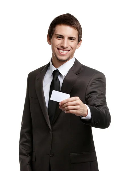 Man showing empty business card — Stock Photo, Image