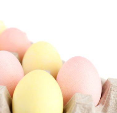 karton kutunun içinde renkli yumurtalar