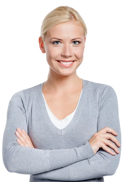 Portrait of woman with arms crossed — Stock Photo, Image