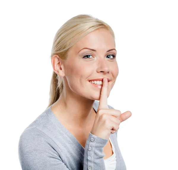 Female making silence gesture — Stock Photo, Image