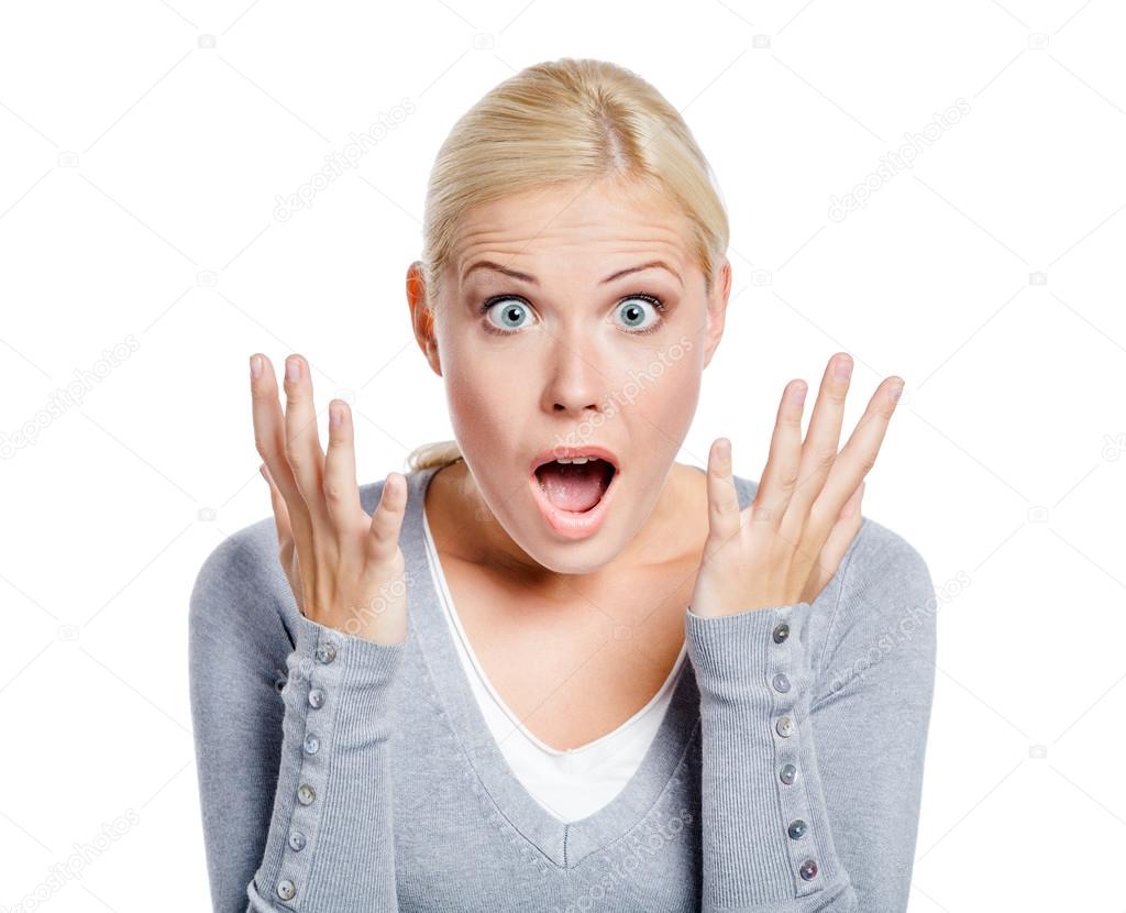 Shocked lady with her mouth opened