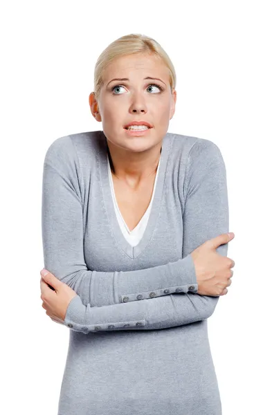 Retrato de mitad de cuerpo de mujer congelada — Foto de Stock