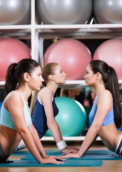 Mujeres deportivas haciendo ejercicio físico estiramiento — Foto de Stock