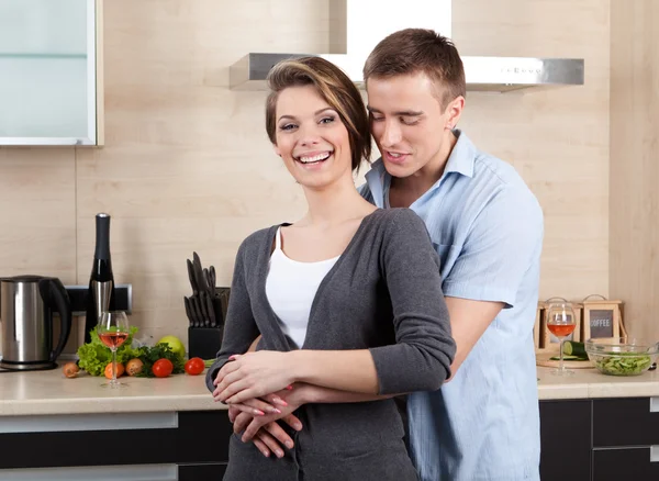 Beautiful couple hugs one another — Stock Photo, Image