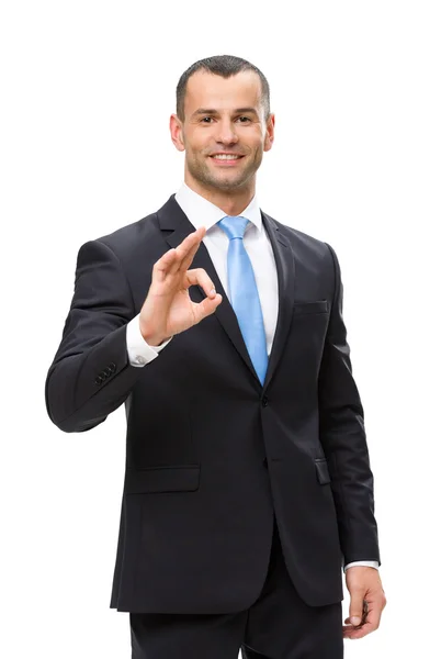 Half-length portrait of businessman ok gesturing — Stock Photo, Image