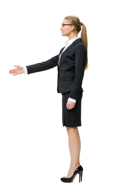 Zakelijke vrouw handshaking — Stockfoto