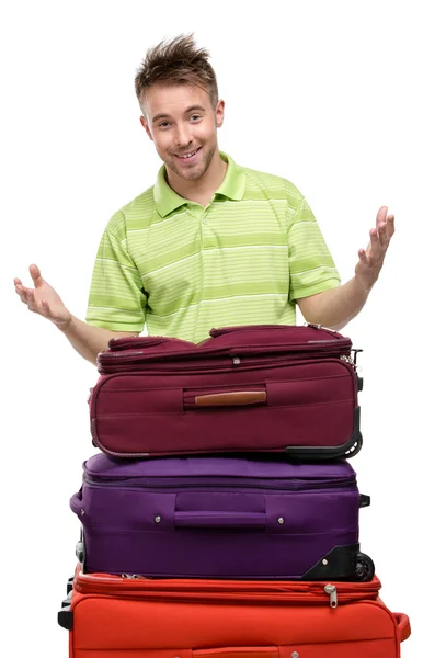 Man near the pile of suitcases — Stock Photo, Image