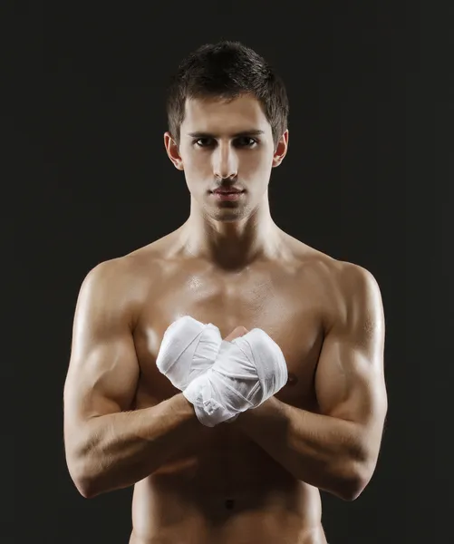 Retrato de meia-distância do lutador de exercício — Fotografia de Stock