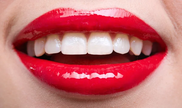 Close-up of female red lips — Stock Photo, Image